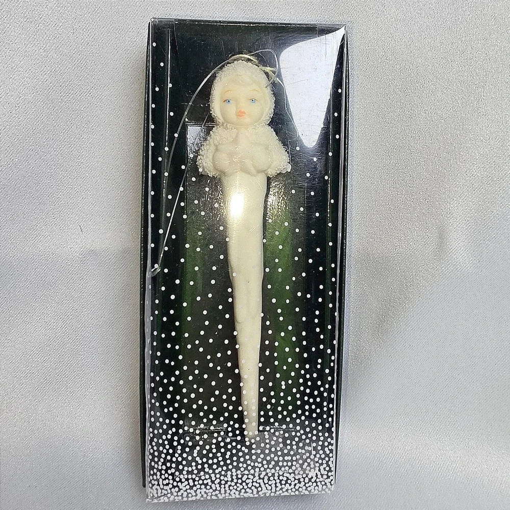 Vintage Department 56 Snowbabies Icicle Ornament 6811-0 White Bisque 1990s
